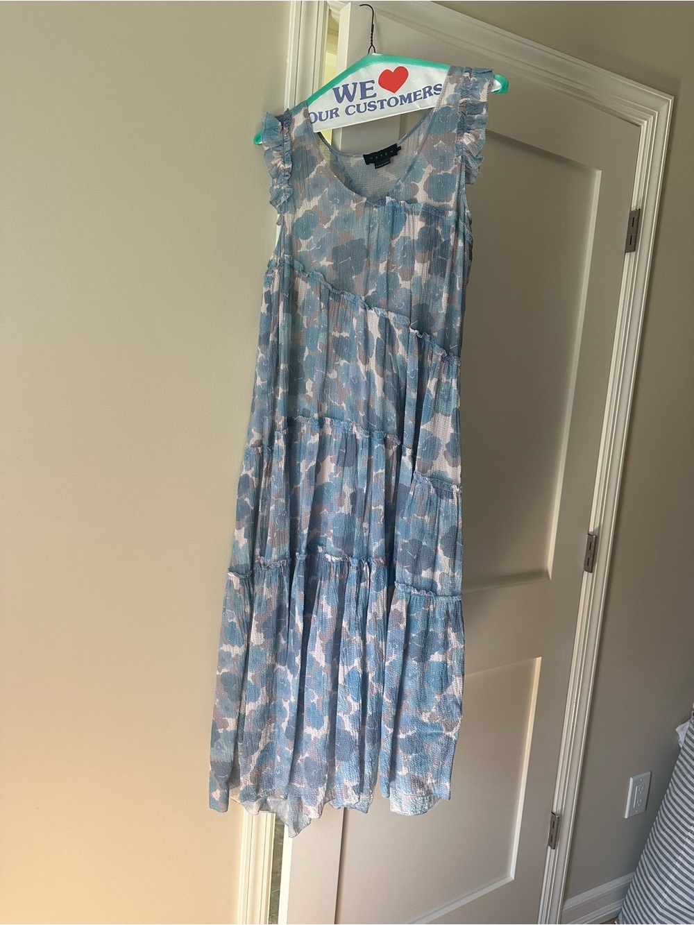 Hatch Blue and Cream Tiered Maxi Dress - Maternity - Size 1